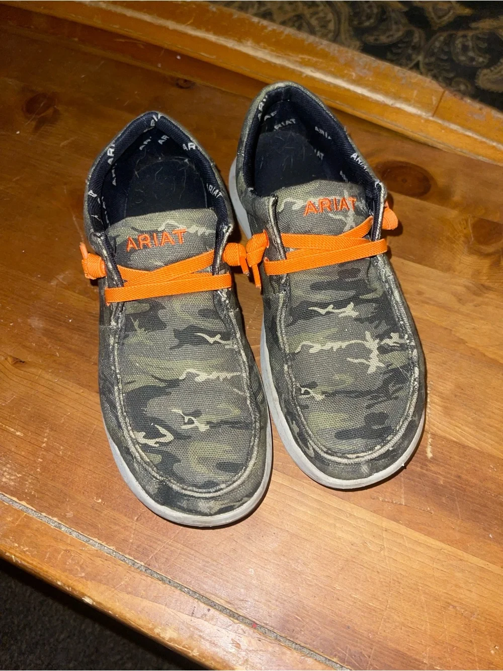 Ariat Mens Camo Slip-On Sneakers with Orange Accents